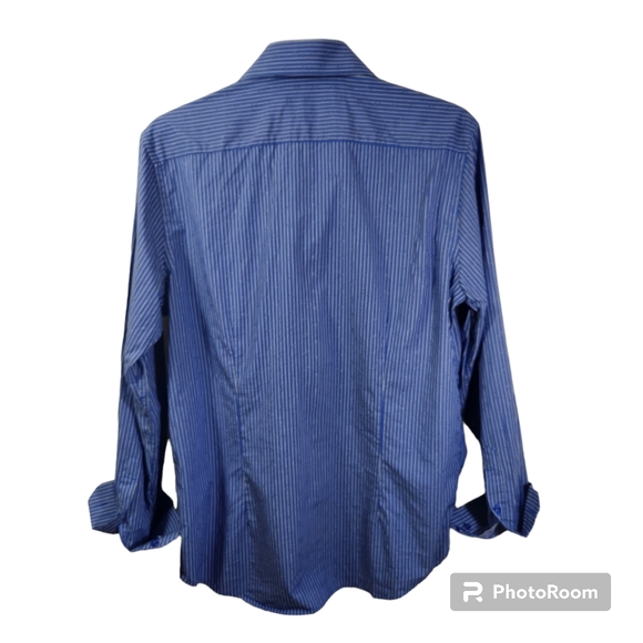 Robert graham blue striped paisley long sleeve cuff shirt sz s (42)16.5 - Picture 2 of 15